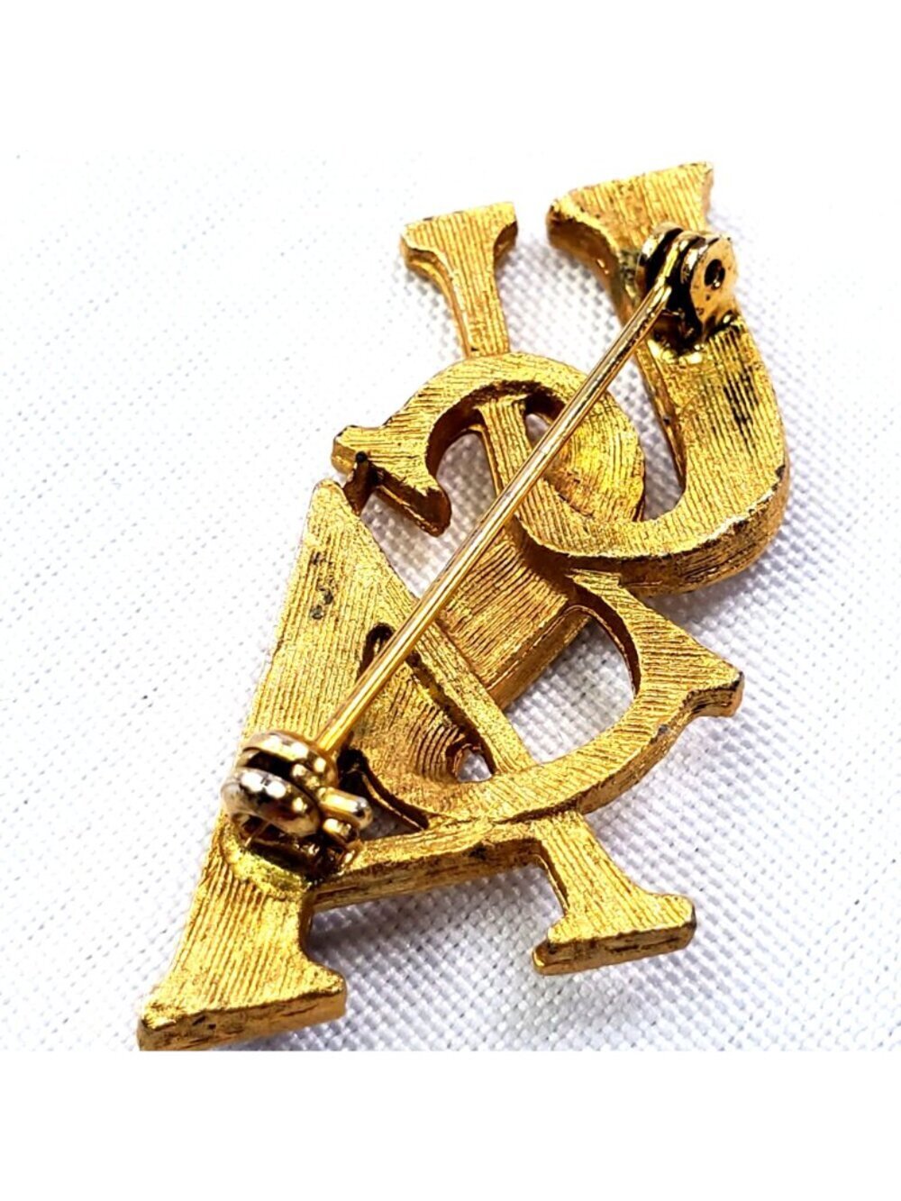 VTG Gold-Tone USA Brooch With Red White & Blue Rhinestones Patriotic Pin 1.5" - Picture 5 of 7